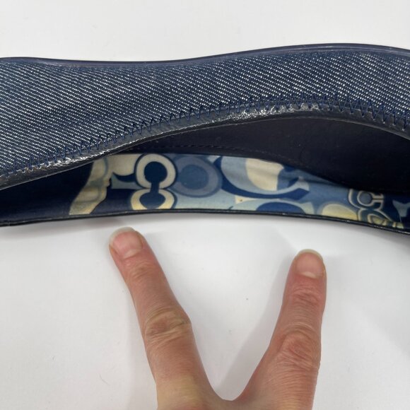 Coach Poppy Caper Navy Blue Denim Flats Jeweled Rhinestone Charms - Picture 13 of 16